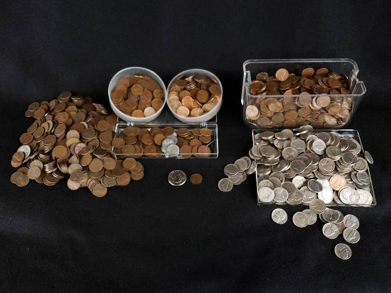 lot 258 image: Large Group of Wheat Cents, Pre-1983 Cents, Pre-1965 Jefferson Nickels, and More