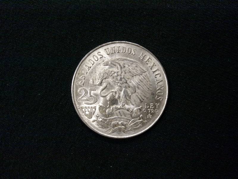lot 102 image: 1968 Mexican 25 Peso Olympics Silve...