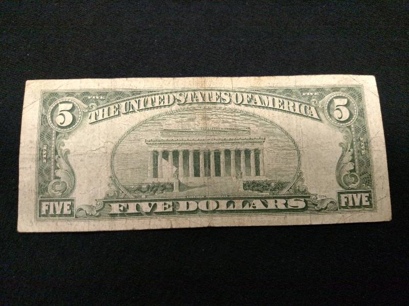 lot 134 image: 1953 Five Dollar Red Seal Note...