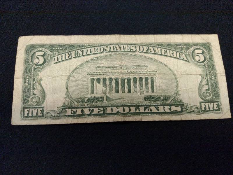 lot 135 image: 1953 Five Dollar Red Seal Note...