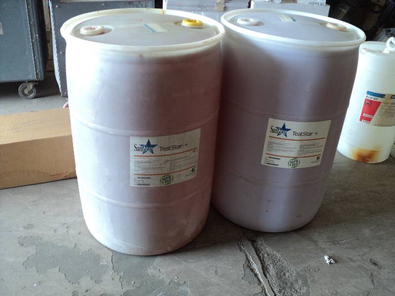 lot 14 image: 2 plastic barrels 3 high...