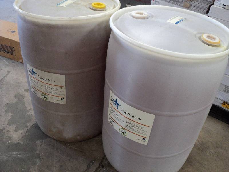 lot 19 image: 2 plastic barrels 3 high...