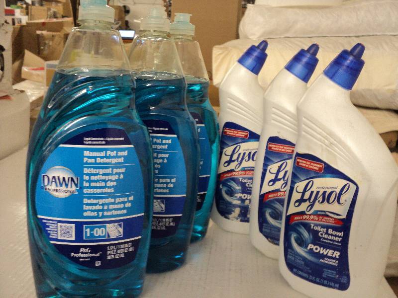 lot 104 image: 3 38 oz Dawn and 3 Lysol toilet bow...