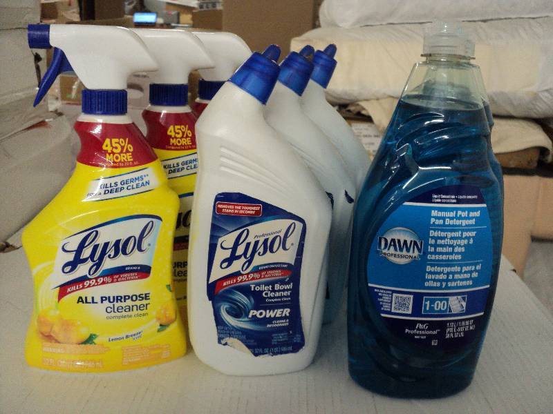 lot 105 image: 3 38 oz Dawn and 3 Lysol toilet bow...