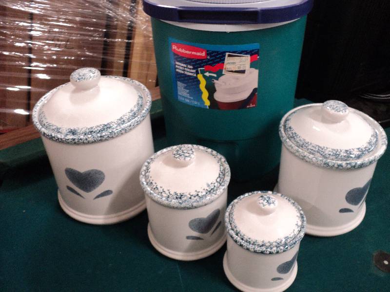 lot 56 image: cooler and canister set...