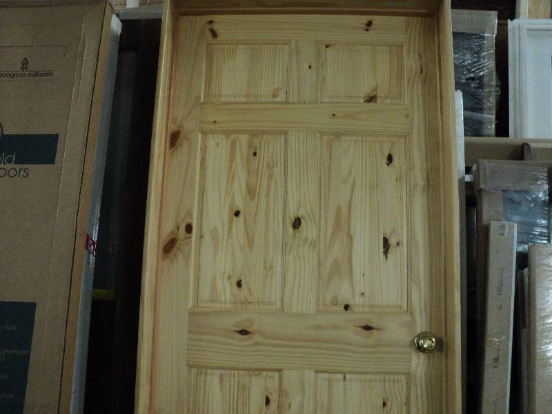 lot 161 image: 3x81 6 panel wood door in frame...