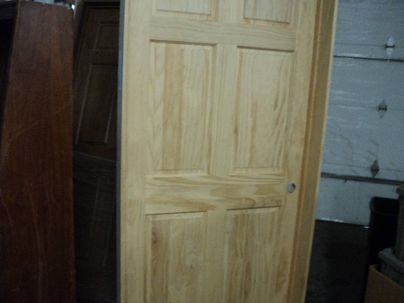 lot 187 image: 3x81 6 panel wood door in frame...