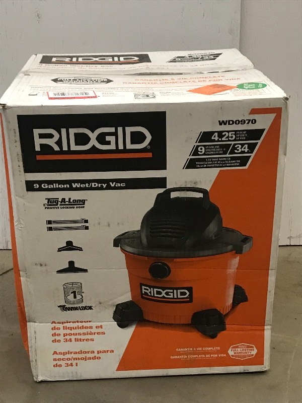 lot 7 image: Unused Ridgid 4.25HP 9-Gallon WetD...