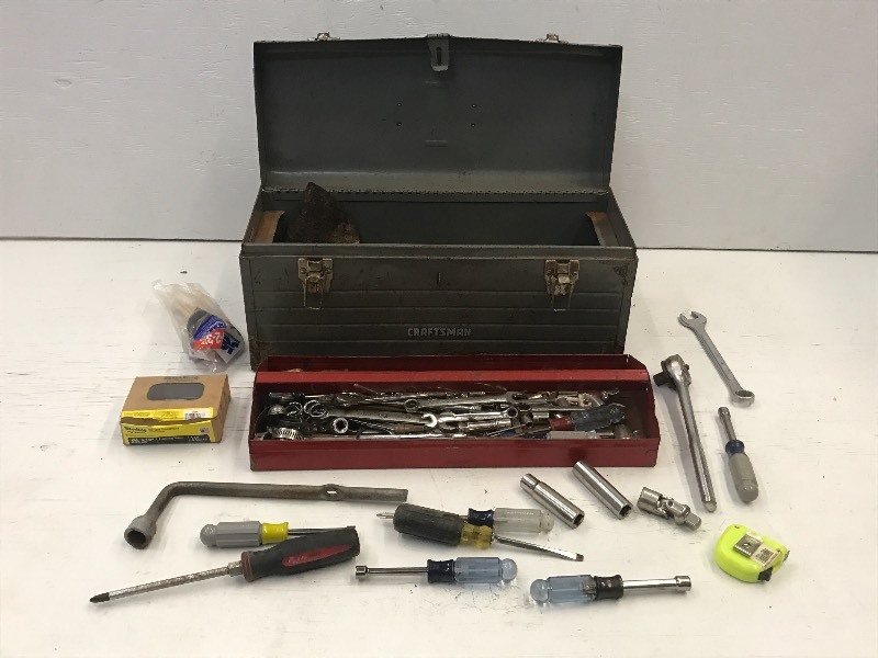 lot 66 image: Craftsman Steel Toolbox Full Of Ass...