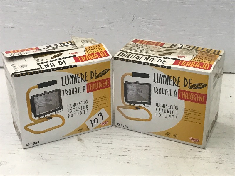 lot 109 image: (2) Portable Halogen Work Lights ...