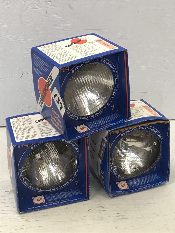 lot 139 image: (3) New 7 Halogen Headlights, H4...