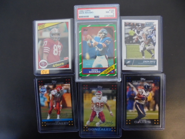 lot 54 image: NFL Tight Ends Football Cards with Dwight Clark & Zack Ertz and  PSA Graded & Slabbed Bavaro Rookie