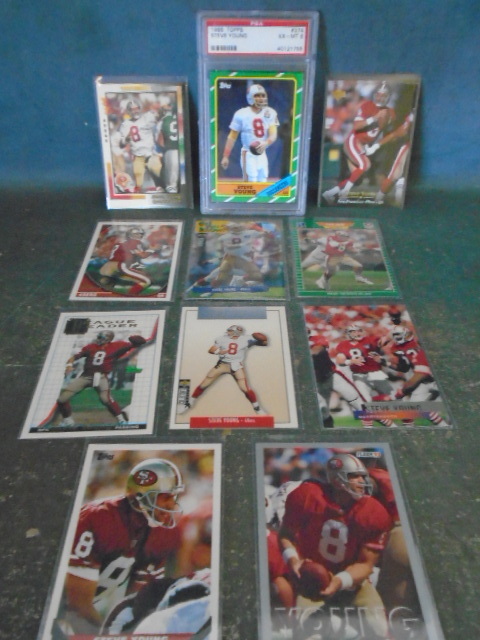 lot 62 image: Steve Young w Slabbed & Graded Football Cards