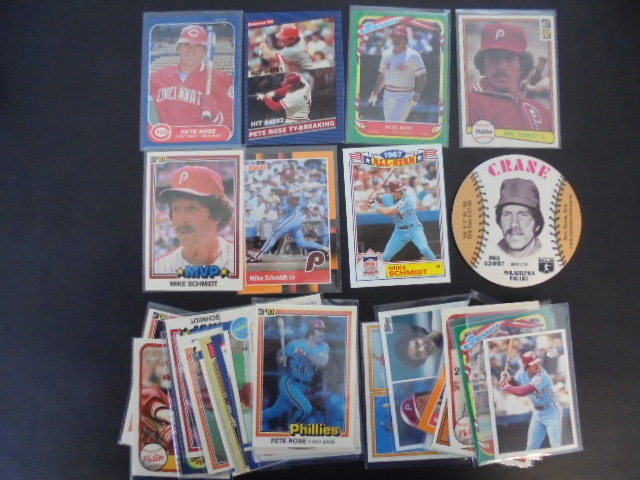 lot 31 image: Vintage Mike Schmidt and Pete Rose Baseball Cards