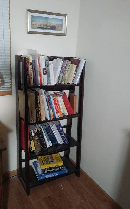 lot 19 image: 4-Tier Wood Book Shelf (48 Inch), Assorted Books, Picture