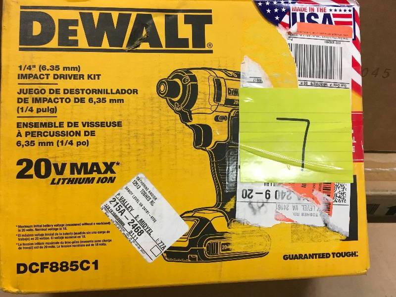 DeWalt 20V Max Lithium-Ion Cordless 14 Impact Driver Kit New