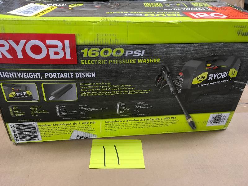 Ryobi 1,600-PSI 1.2 GPM Electric Pressure Washer New