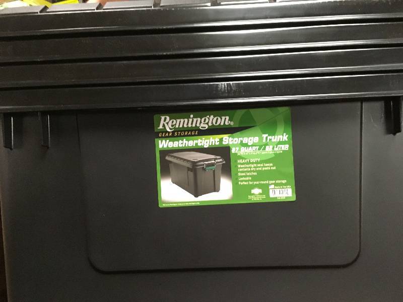 Remington Gear Storage 87 Quart Weathertight Storage Trunk, Black Green Case of 4 New