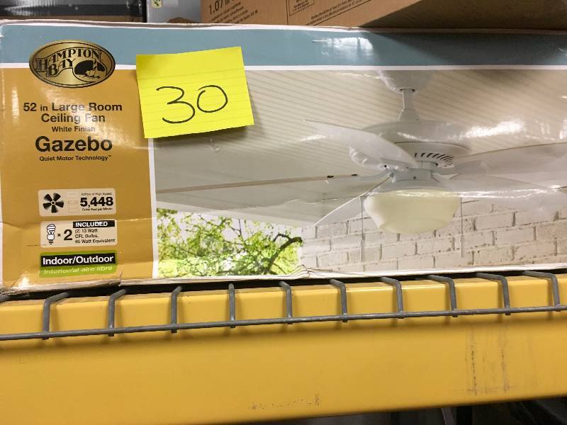 Hampton Bay Gazebo 52 in. Large Room Celling Fan with Quiet Motor Technology- White Finish open box never used