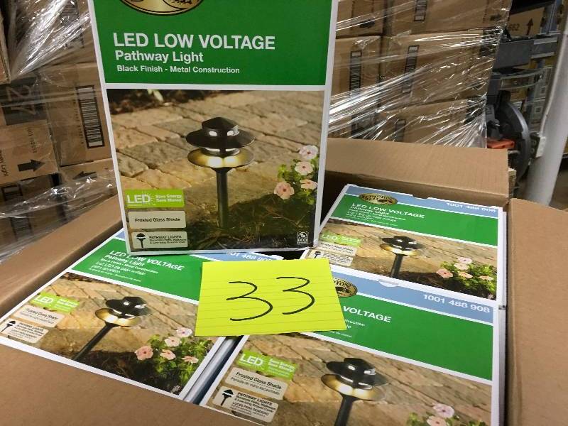 Hampton Bay Low-Voltage 10-Watt Equivalent Black Outdoor Intergrated LED 2 Tier Landscape Path Light with Frosted Lens 4 Pack New