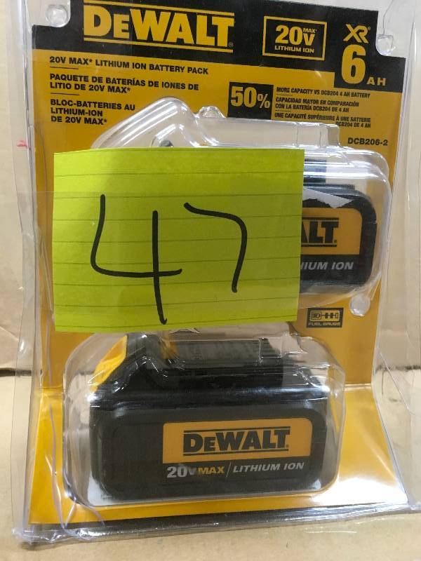 DeWalt 20-Volt MAX XR Lithium-Ion Premium Battery Pack 6.0Ah (2 Pack) not used