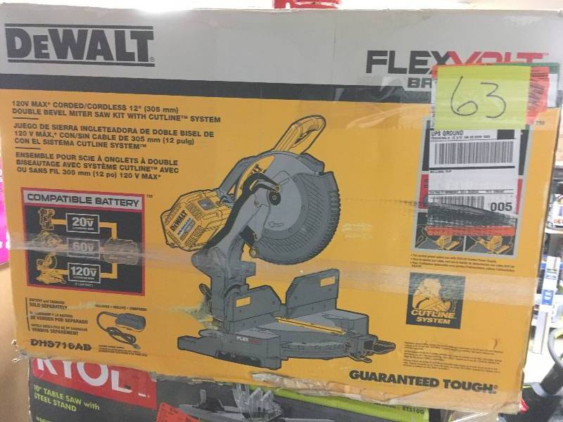 DeWalt FLEXVOLT 120-Volt MAX Lithium-Ion Cordless Brushless 12 in. Mitter Saw wAC Adapter open box not used