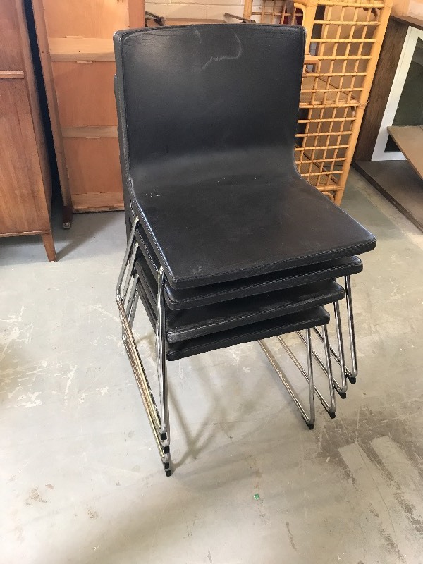 lot 620 image: IKEA STACKING LEATHER CHAIRS