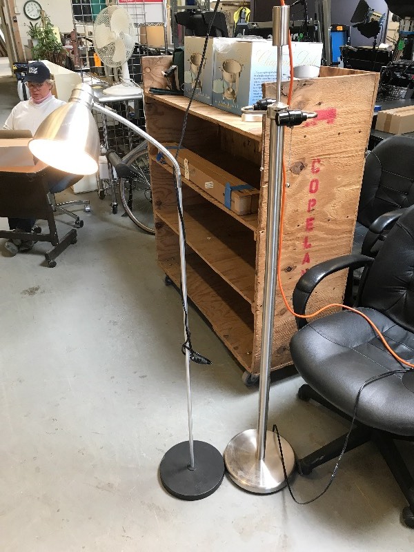 lot 623 image: SILVER TONED FLOOR LAMPS