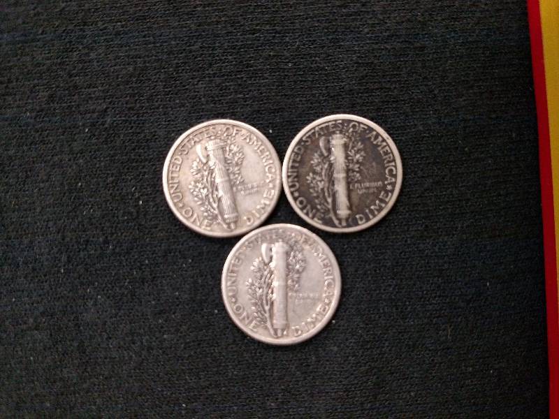 lot 157 image: 1936, 1938, & 1939 Mercury Silver D...