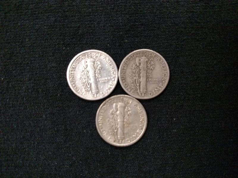lot 158 image: 1940 S, 1941, & 1942 Mercury Silver...