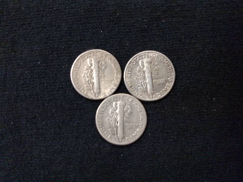 lot 159 image: 1943, 1944, & 1945 Mercury Silver D...