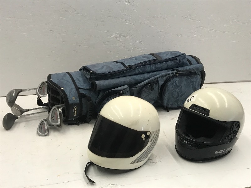 lot 60 image: Lot Of (2) Snowmobile Helmets & (1)...