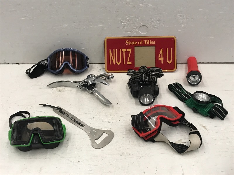 lot 61 image: Box Of Assorted Headstrap Lights, ...
