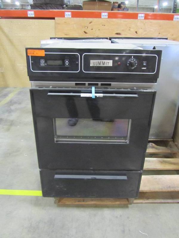 lot 17 image: Summit Appliance 24 in. Single Gas Wall Oven in Black(x3)