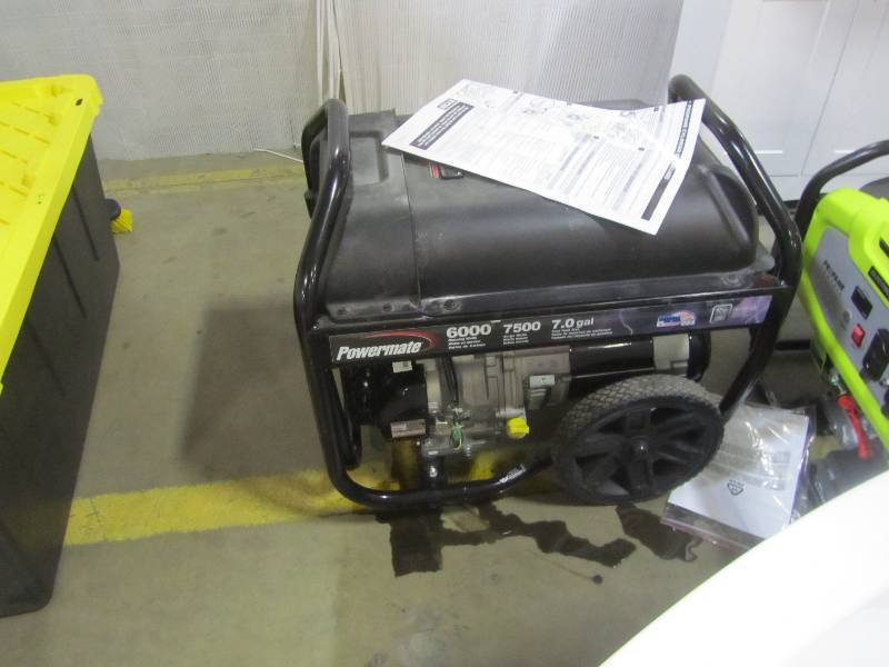 lot 47 image: Powermate 6,000-Watt Gasoline Powered Manual Start Portable Generator with Cord