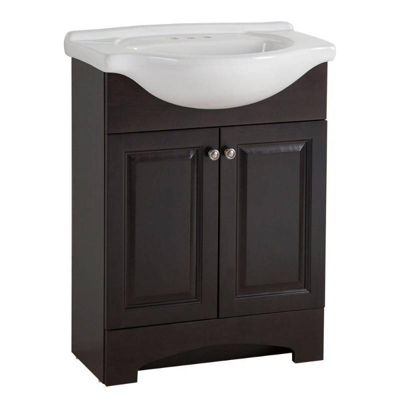 lot 50 image: Glacier Bay Chelsea 26.5 in. W x 17.5 in. D x 36.13 in. H Vanity in Charcoal with Porcelain Vanity Top in White with White Basin