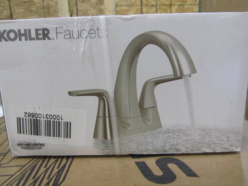 lot 71 image: KOHLER Elmbrook 4 in. Centerset 2-Handle Bathroom Faucet in Brushed Nickel