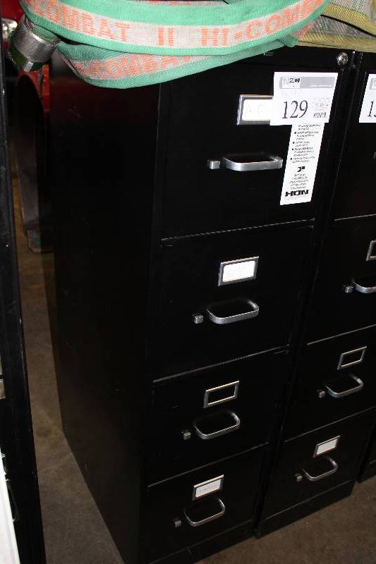 lot 129 image: Hon 3-Drawer Metal File Cabinet