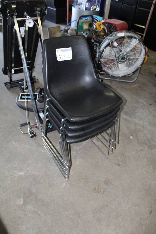 lot 317 image: Lot of (4) Stacking Plastic Chairs