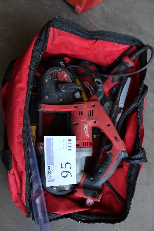 lot 95 image: Milwaukee Power Tools, Hand Tools, Tool Bag - Band Saw, Impact Wrench, M18 Battery, And More