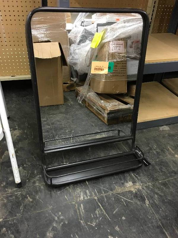 lot 267 image: RECTANGLE METAL WALL MIRROR WITH TRAY