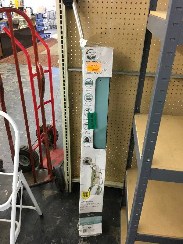 lot 277 image: CURVED SHOWER ROD, RETAIL $39.99
