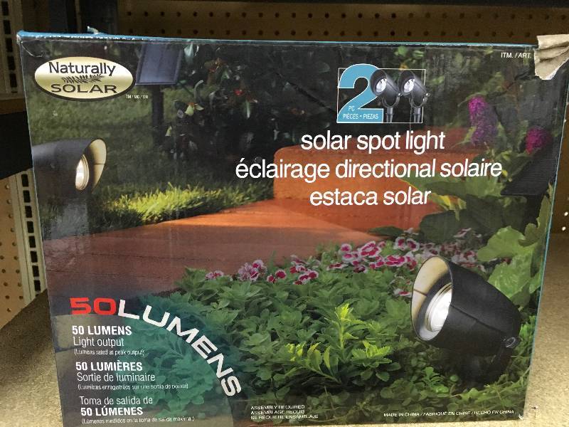 lot 312 image: SOLAR SPOTLIGHTS 2 PK, RETAIL $14.99