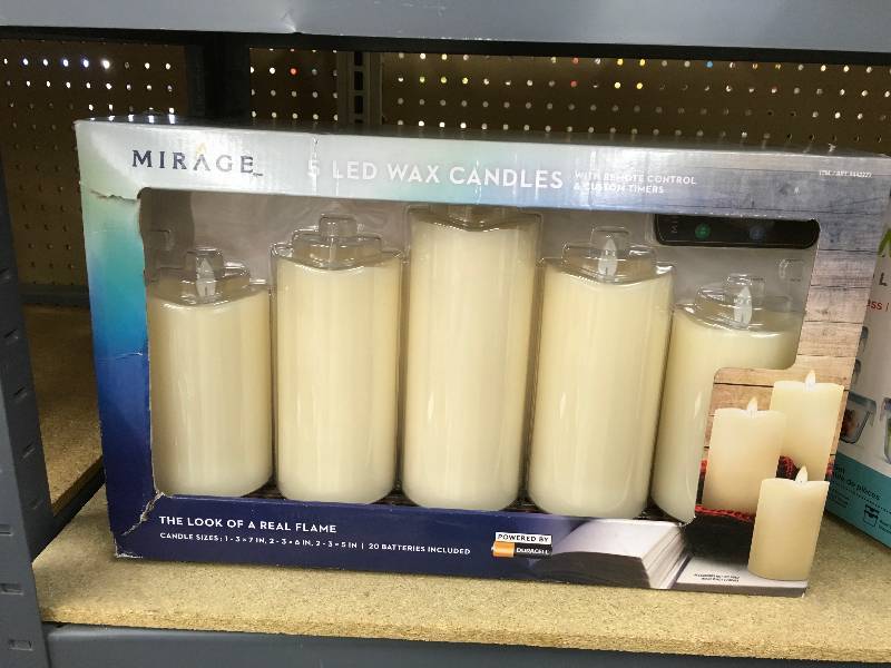 lot 315 image: MIRAGE 5PC LED CANDLES, RETAIL $39.99