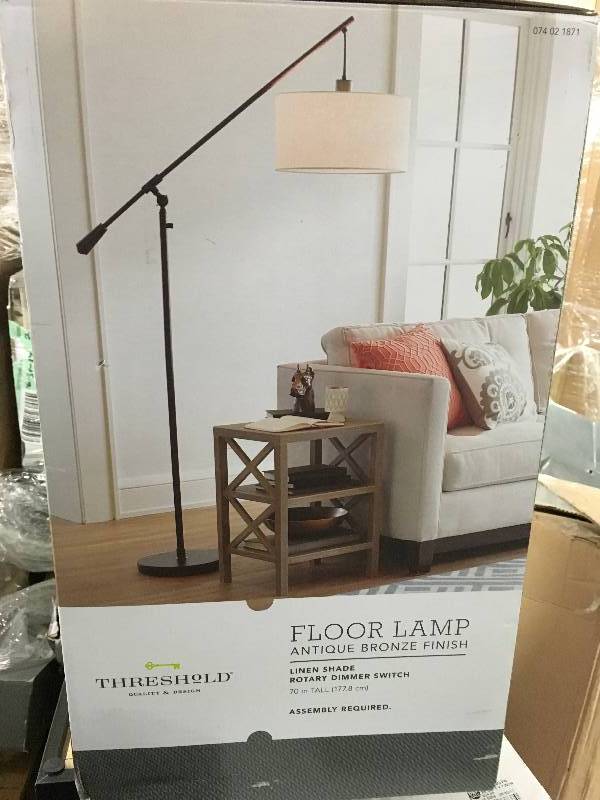 lot 276 image: PENDANT FLOOR LAMP, ANTIQUE BRONZE COLOR, RETAIL $79.99