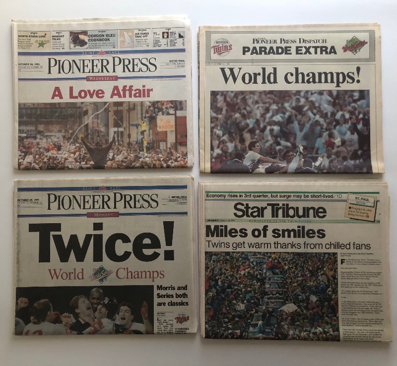 1991 Minnesota Twins World Series Champions Framed Front Page Newspape –  Title Game Frames