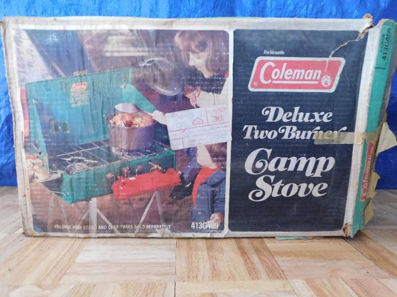 lot 230 image: COLEMAN DELUXE TWO BURNER CAMP STOVE