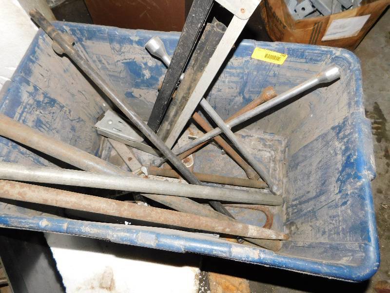lot 299 image: TOTE OF MISC ITEMS, TIRE WRENCH