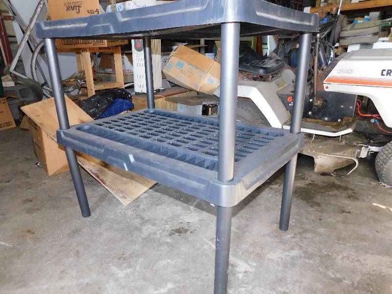 lot 307 image: TWO SHELF PLASTIC SHELVING UNIT