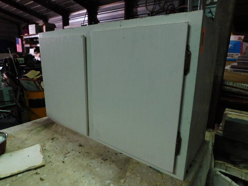 lot 318 image: WOODEN WALL CABINET